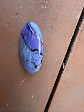 (5/$5 Deal) Handcrafted Pottery Purple Abstract Oval Brooch